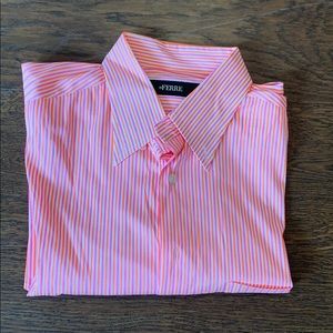 Ferre men’s dress shirt pink white peach sz 44